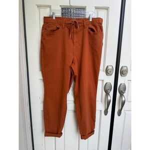 Judy Blue Rust Orange Garment Dyed Drawstring Jogger Pants Size 16W